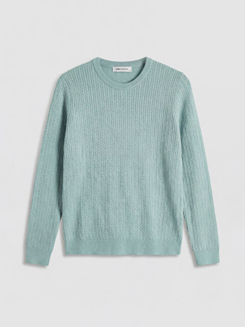 LCWAIKIKI Classic Bisiklet Yaka Desenli Kadın Triko Kazak	 - W6A086Z8-GHY