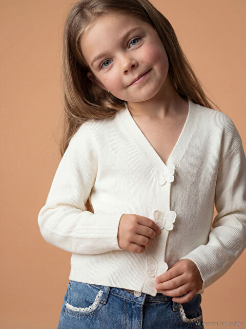 LCW Kids V Yaka Kız Çocuk Triko Hırka