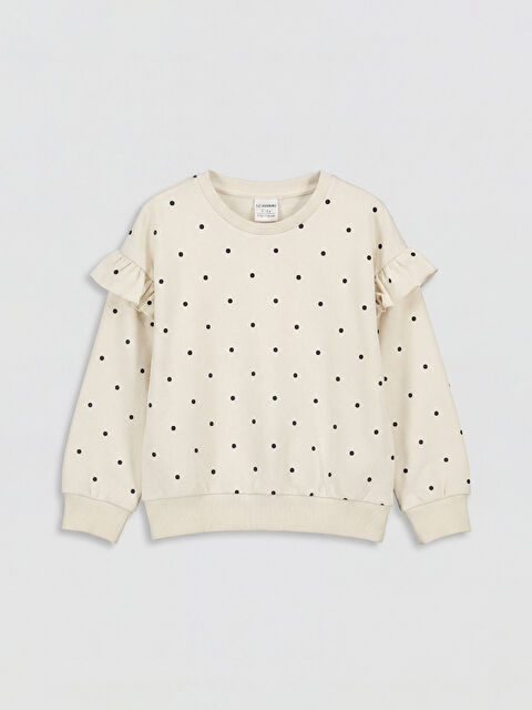LCW Kids Fırfırlı Puantiyeli Kız Çocuk Sweatshirt