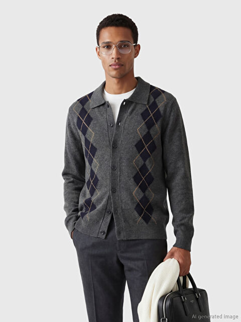 LCW Vision Standart Kalıp Polo Yaka Erkek Triko Hırka - W6B380Z8-L8N