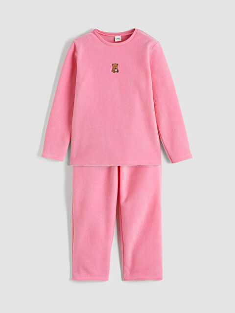 LCW Kids Ayı Nakışlı Kız Çocuk Polar Pijama Takım