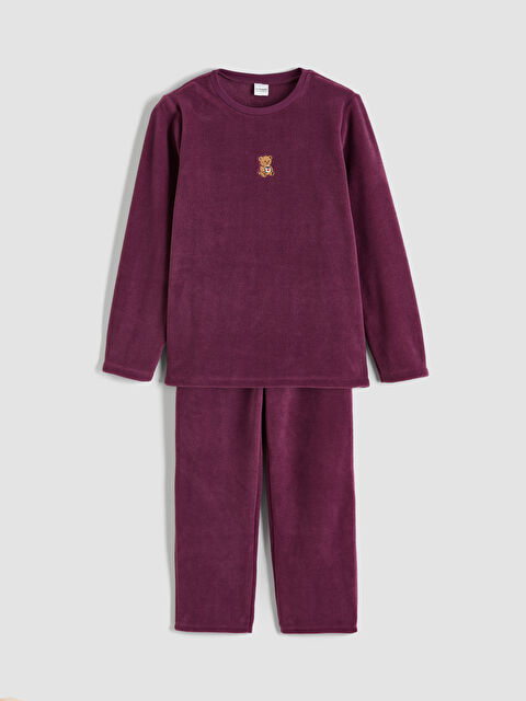 LCW Kids Ayı Nakışlı Kız Çocuk Polar Pijama Takım
