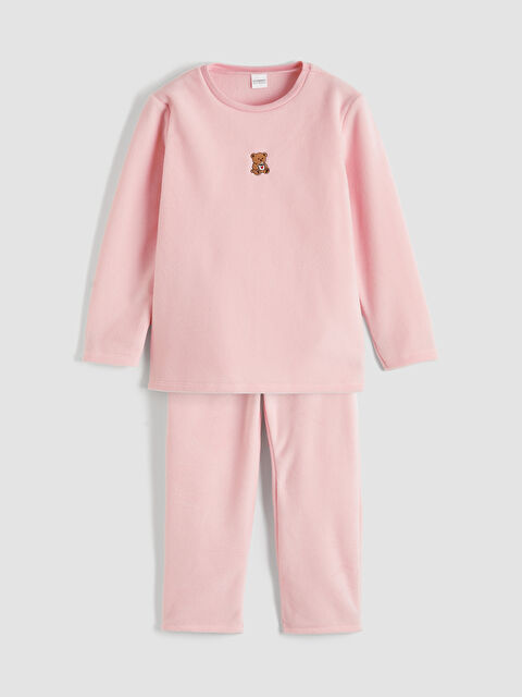 LCW Kids Ayı Nakışlı Kız Çocuk Polar Pijama Takım