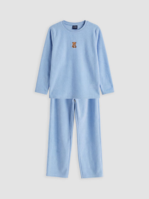 LCW Kids Ayı Nakışlı Kız Çocuk Polar Pijama Takım