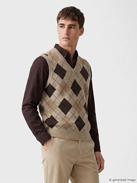 LCW Vision Standart Kalıp V Yaka Erkek Triko Süveter