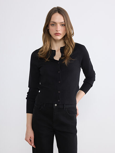 LCW Vision Bisiklet Yaka Kadın Triko Hırka - W6C645Z8-CVL