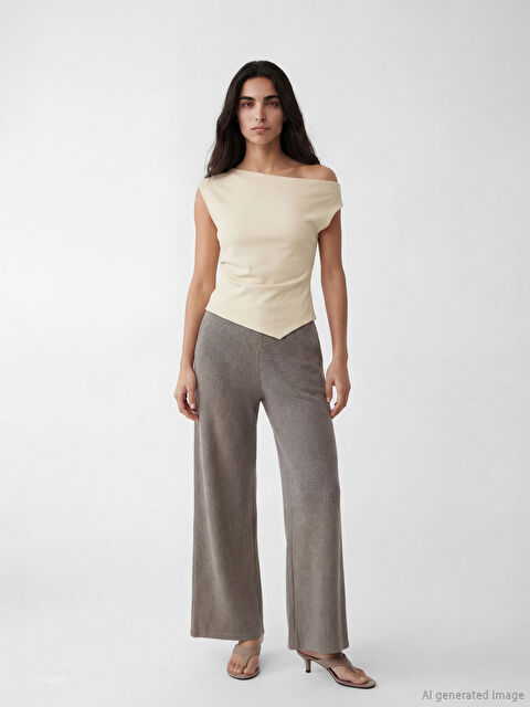 LCW Vision Beli Lastikli Kadın Triko Pantolon - W6C655Z8-ELJ