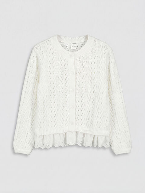 LCW Kids Bisiklet Yaka Kız Çocuk Triko Hırka - W6C911Z1-R9J