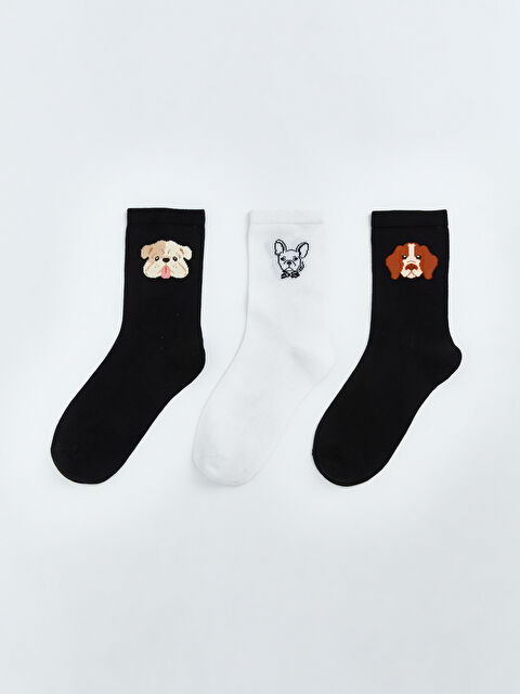LCW DREAM Köpek Desenli Kadın Soket Çorap 3'lü