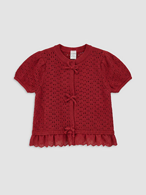 LCW Kids Bisiklet Yaka Ajurlu Kız Çocuk Triko Hırka