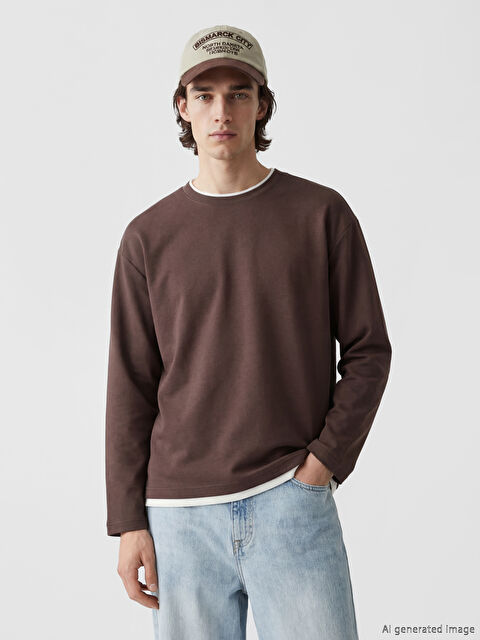 XSIDE Bisiklet Yaka Uzun Kollu Erkek Sweatshirt - W6H331Z8-HSK