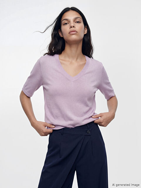 LCW Vision V Yaka Kadın Triko Kazak