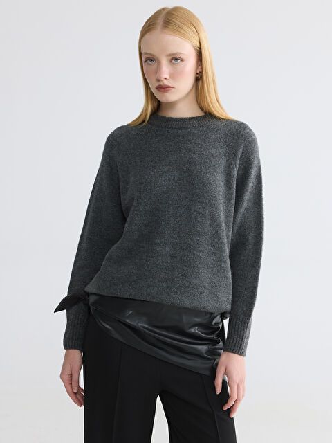 LCW Modest Bisiklet Yaka Oversize Kadın Triko Tunik