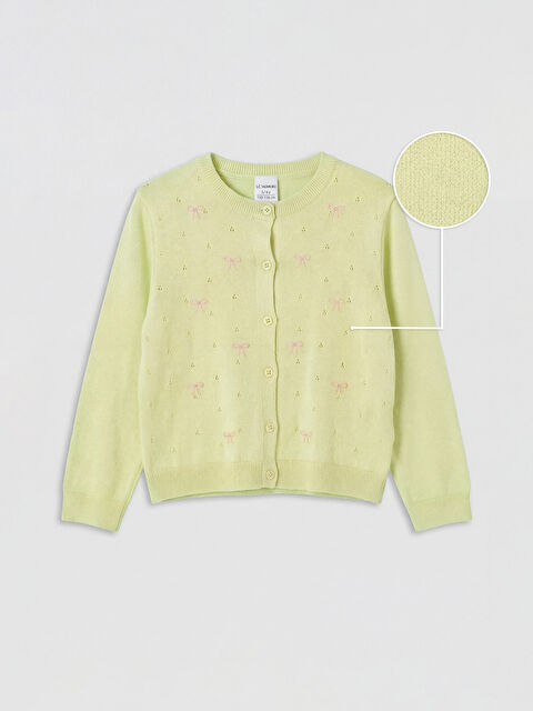 LCW Kids Bisiklet Yaka Kız Çocuk Triko Hırka