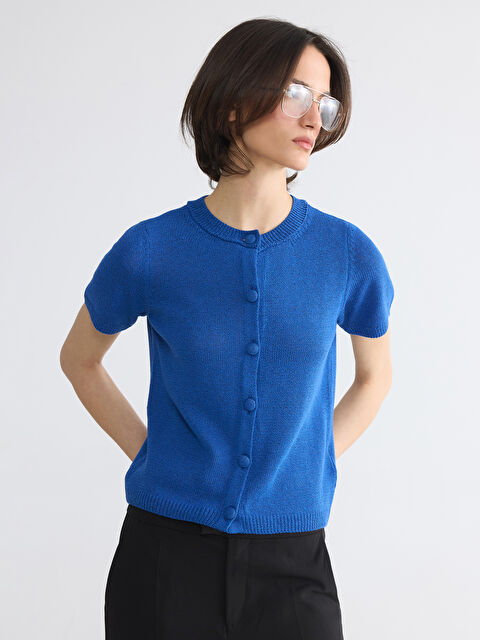 LCW EVERYDAY Kısa Kollu Bisiklet Yaka Kadın Triko Hırka