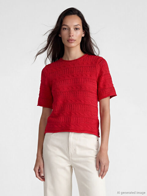 LCW EVERYDAY Bisiklet Yaka Ajurlu Kadın Triko Kazak