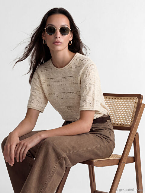 LCW EVERYDAY Bisiklet Yaka Ajurlu Kadın Triko Kazak