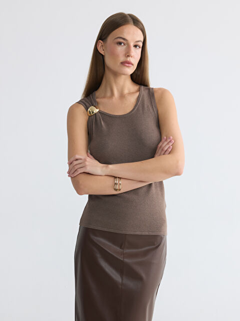 LCW EVERYDAY Bisiklet Yaka Büzgülü Kadın Triko Atlet