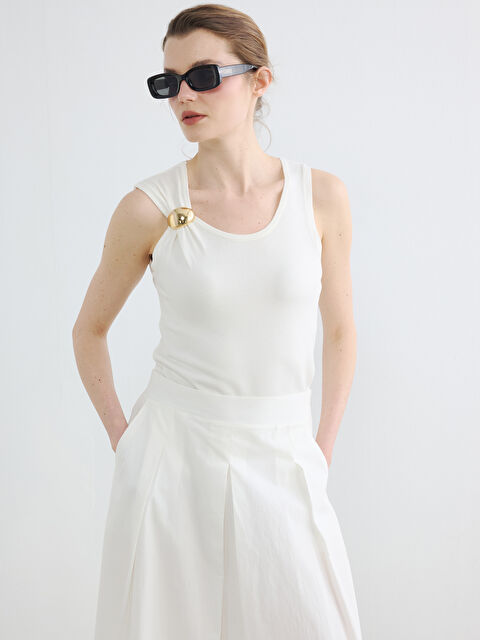 LCW EVERYDAY Bisiklet Yaka Büzgülü Kadın Triko Atlet