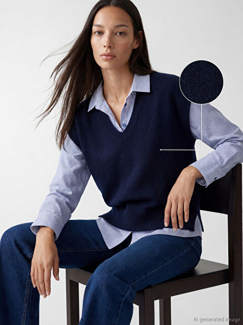 LCWAIKIKI Classic Gömlek Yaka Kadın Triko Kazak