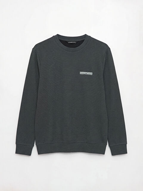 LCWAIKIKI Classic Bisiklet Yaka Baskılı Erkek Sweatshirt