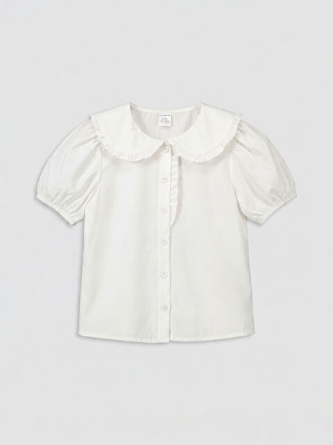LCW baby Bebe Yaka Fırfır Detaylı Kız Çocuk Gömlek