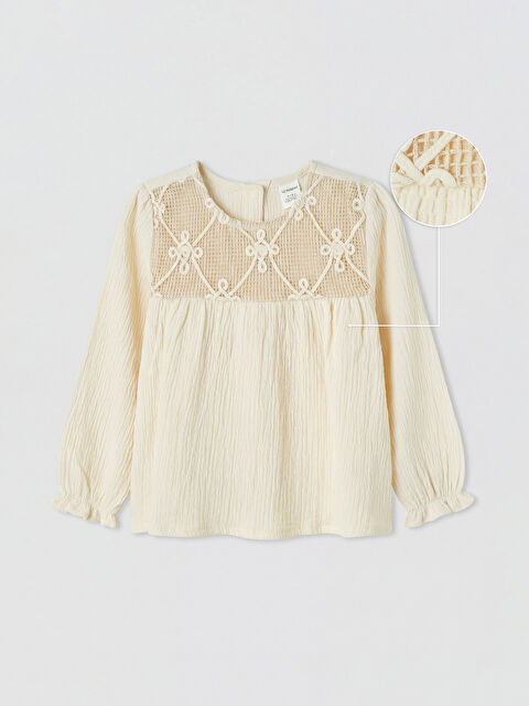 LCW Kids Dantel Detaylı Bürümcük Kız Çocuk Bluz