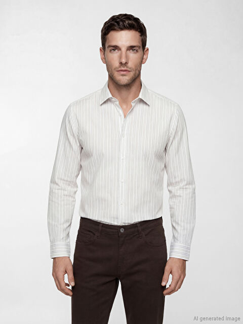 LCW BUSINESS Slim Fit Çizgili Erkek Gömlek