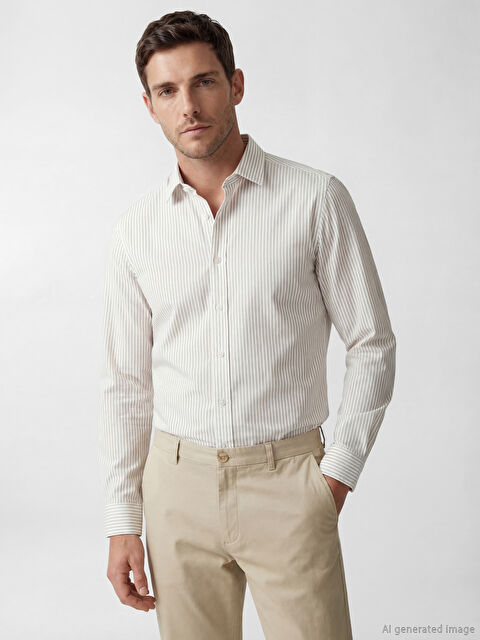 LCW BUSINESS Slim Fit Çizgili Erkek Gömlek