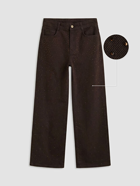 LCW Kids Wideleg Taşlı Kız Çocuk Jean Pantolon