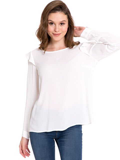 LCW Vision Standard Fit Long Sleeve Women's Blouse - 8SC869Z8-FEW