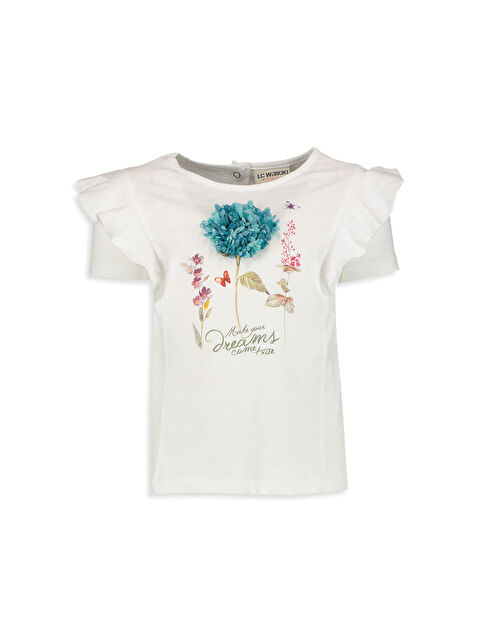 LCW Kids Girl ECRU T-Shirt - 8S4320Z4-FDU