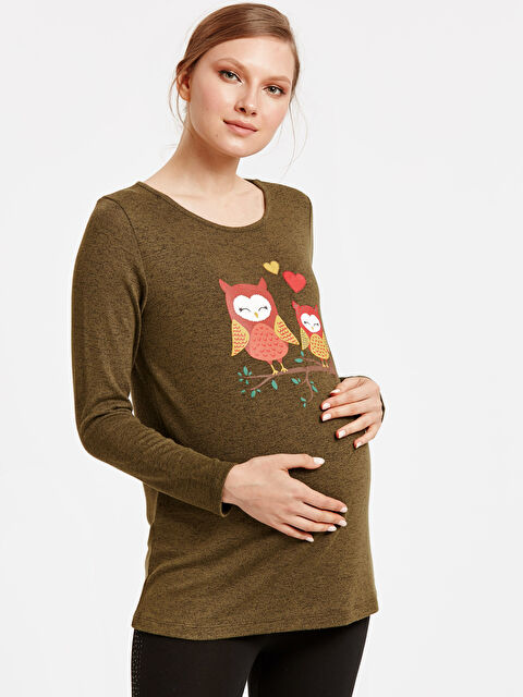 LCWAIKIKI Maternity Woman KHAKI T-Shirt - 8WI630Z8-ASE