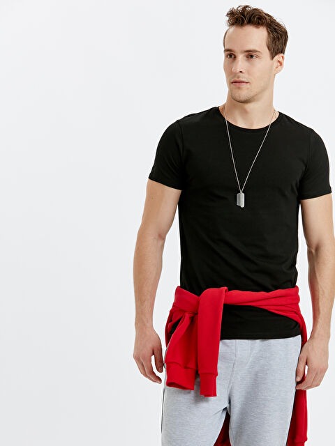 XSIDE Crew Neck Short Sleeve Cotton T-Shirt - 9S1911Z8-J0F