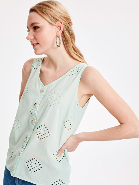 LCW Vision V-Neck Patterned Women's Blouse with Straps - 9S7415Z8-DV5