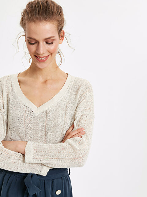 LCW Vision Женщины экрю Футболка - 9SG172Z8-EEW