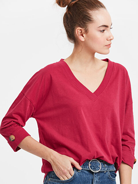 LCW Vision T-shirt ROUGE BORDEAUX Femme - 9SJ068Z8-JD6