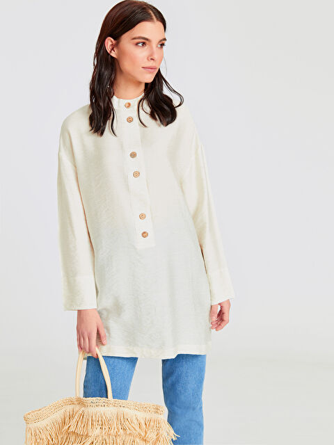 LCW Modest Long Sleeve Gabardine Women's Tunic - 9SN945Z8-CR8