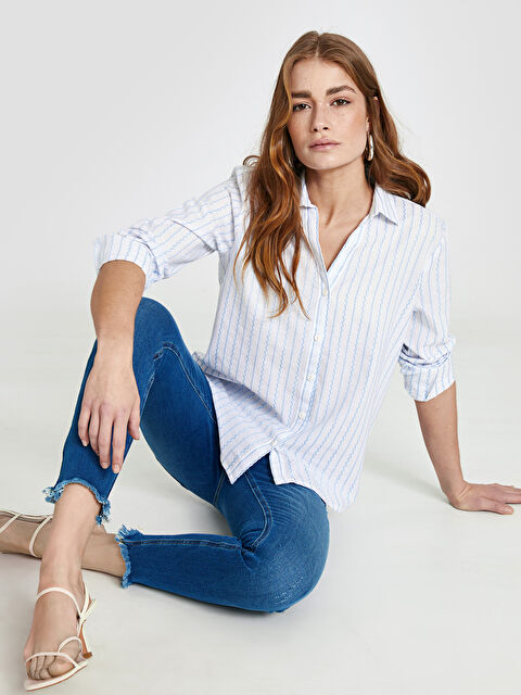 LCW Vision Shirt Collar Standard Fit Long Sleeve Women's Shirt - 9SO212Z8-LEN