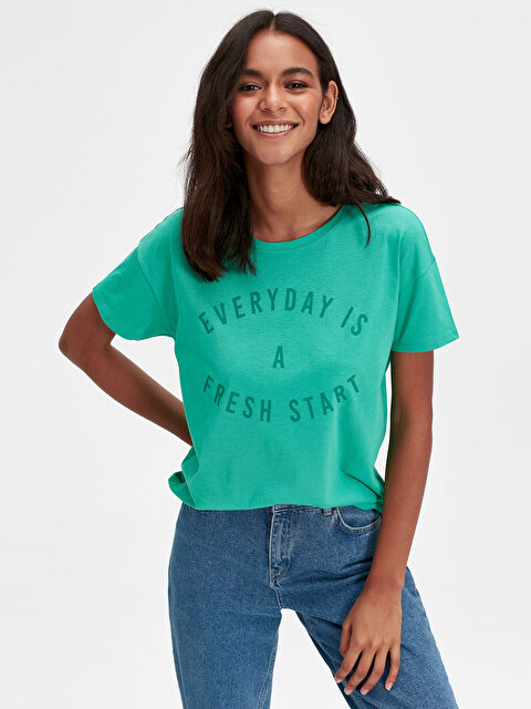 LCW Vision T-shirt à Manches Courtes et Col Rond pour Femmes - 9SU493Z8-GQG