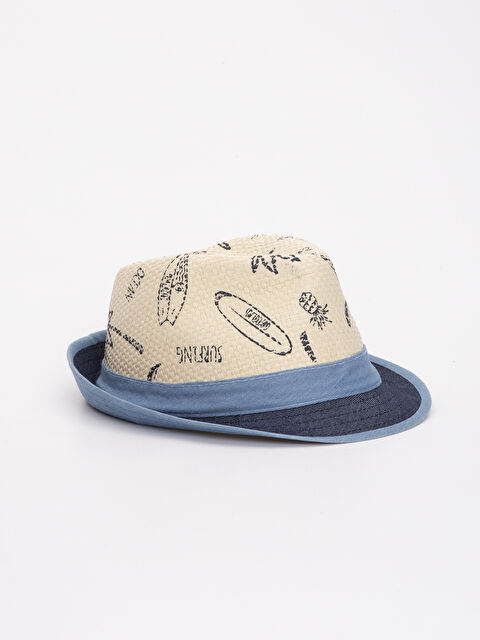 LCW ACCESSORIES Piping Detailed Printed Boy's Straw Hat - 9S4181Z4-CWP