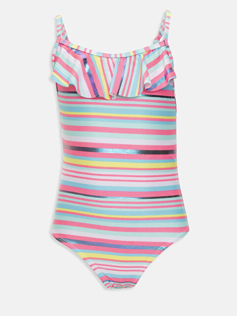 LCW Kids ملابس سباحة للبنات بتفاصيل كشكش مُخَطَّطة من قماش مرن - 9S9596Z4-LHK