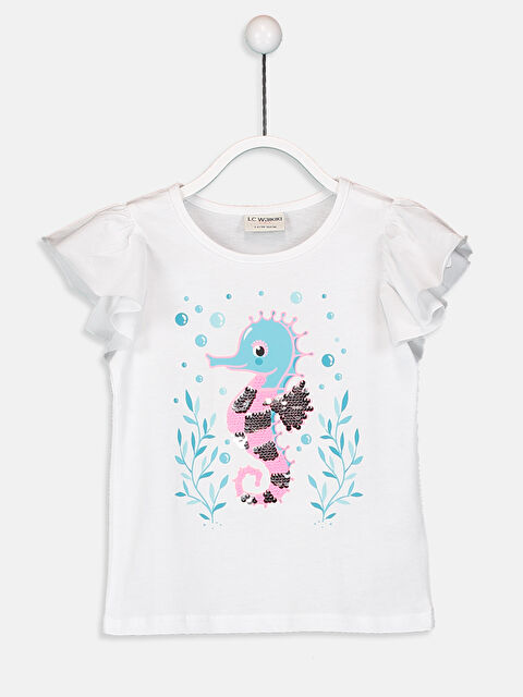 LCW Kids Bisiklet Yaka Kısa Kollu Kız Çocuk Tişört - 9SJ488Z4-FFB