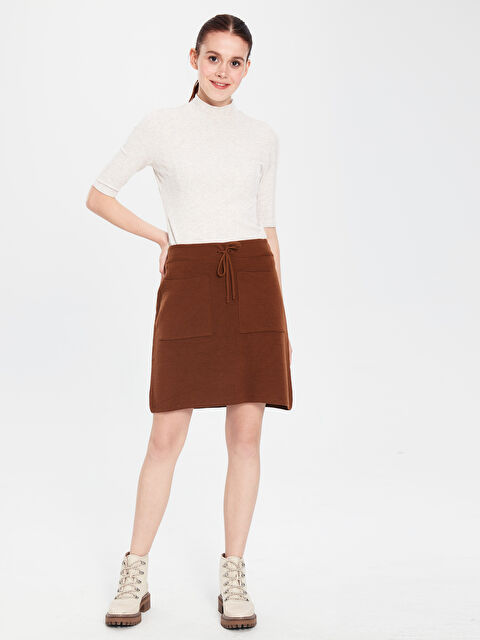 LCW Vision Women's Pocketed Plain Skirt - 9WV472Z8-EEV