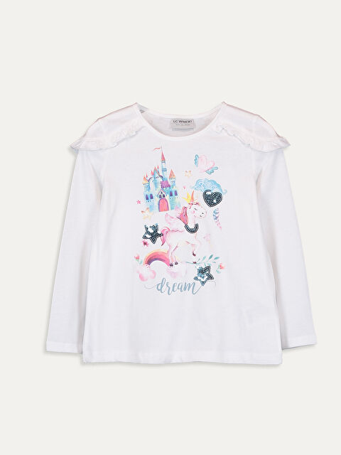 LCW Kids Девочки экрю Футболка - 9W9056Z4-FDU