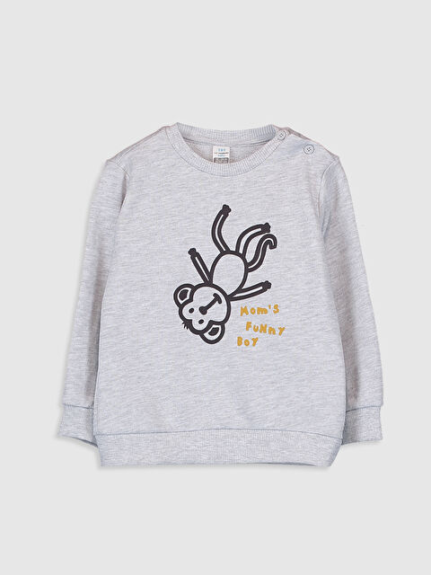LCW baby Crew Neck Long Sleeve Printed Baby Boys' Sweatshirt - 9WR757Z1-L8T