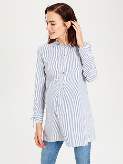 LCWAIKIKI Maternity Раирана риза-туника с дълъг ръкав за майчинство - 0S0519Z8-LE0