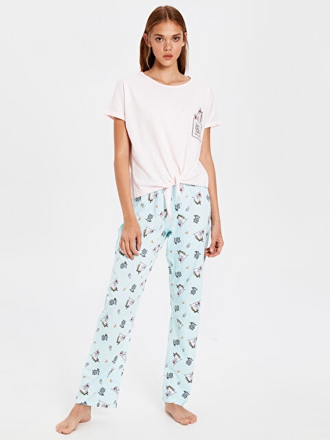 LCW Young Crew Neck Short Sleeve Women's Pyjama Set - 0S1680Z8-FWW