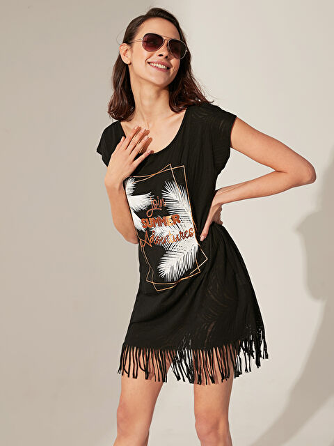 LCW DREAM فستان الشاطئ اسود مرا - 0S2841Z8-CVL