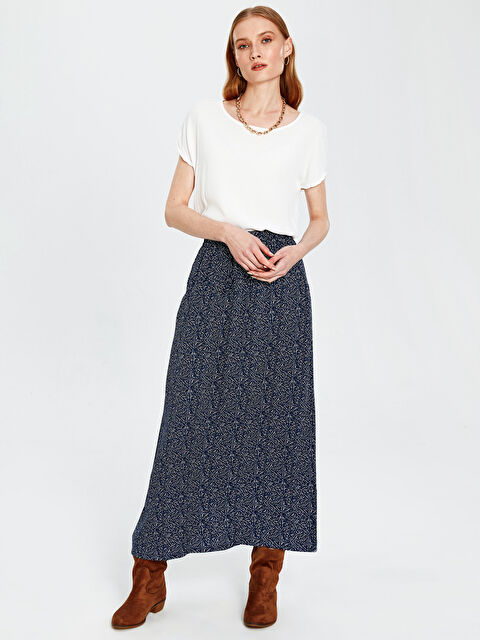 LCW Grace جيبة ماكسي فيسكوز منقوشة بخصر مطاطي - 0S5095Z8-LSJ